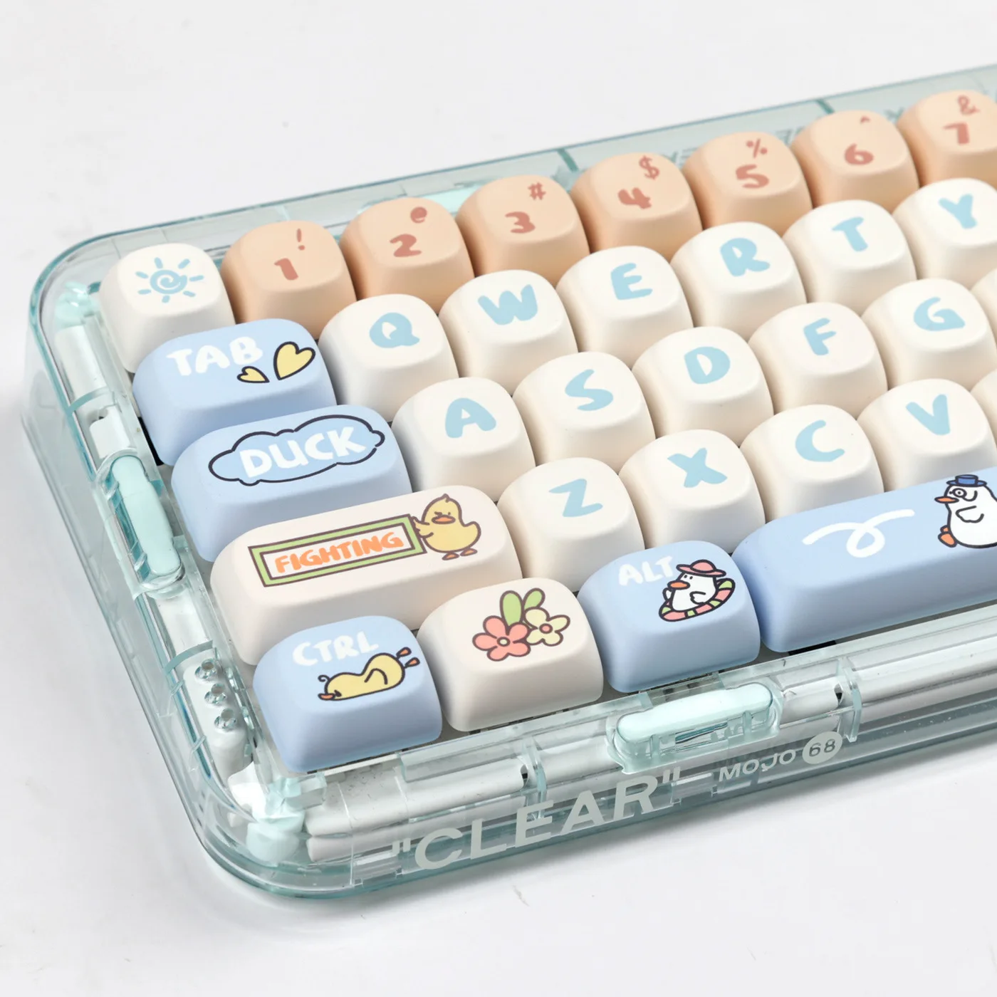 

Bored Duck Keycaps Cute Cartoon MOA Height PBT Sublimation GH60 64 68 75 98 Mechanical Keyboard Cap