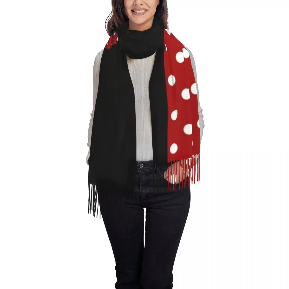 Custom Printed Diy Cute Cartoon Minnie Character Scarf Women Men Winter Fall Warm Scarves Shawls Wraps