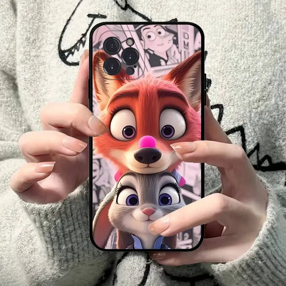 Zootopia Nick Judy جراب هاتف آيفون 16 15 14 11 12 13 Mini Pro XS Max Cover 6 7 8 Plus X Funda Shell