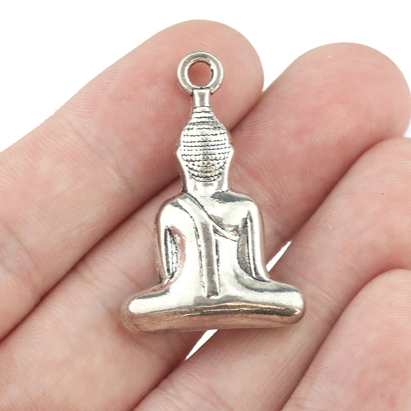 2pieces 24*36mm Antique Silver Color Buddha Charm DIY 3D Buddhism Pendant Necklace Jewelry Making Craft