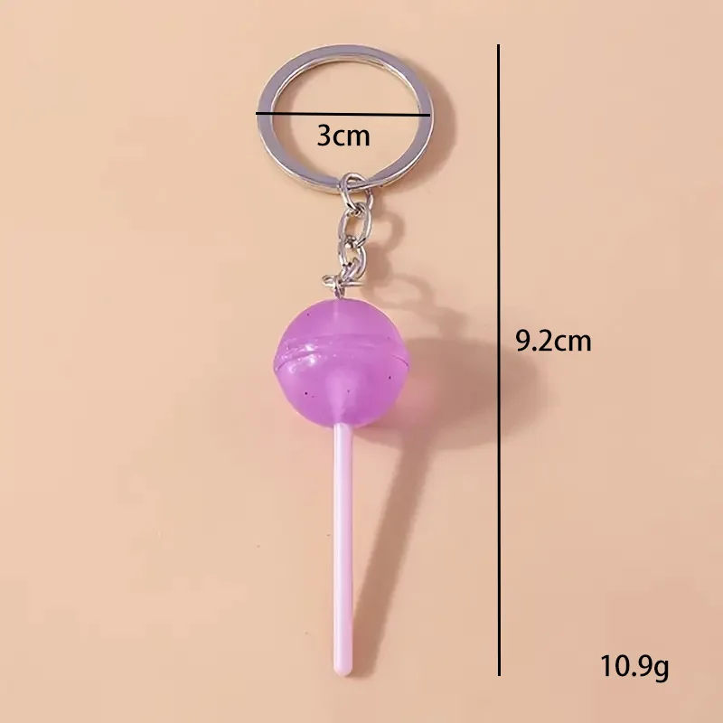 Lollipop Mini Jelly-colored Candy Key Rings 3D Food Lollipop Keychain Transparent Bag Ornaments Simulation Gifts Fashion Jewelry