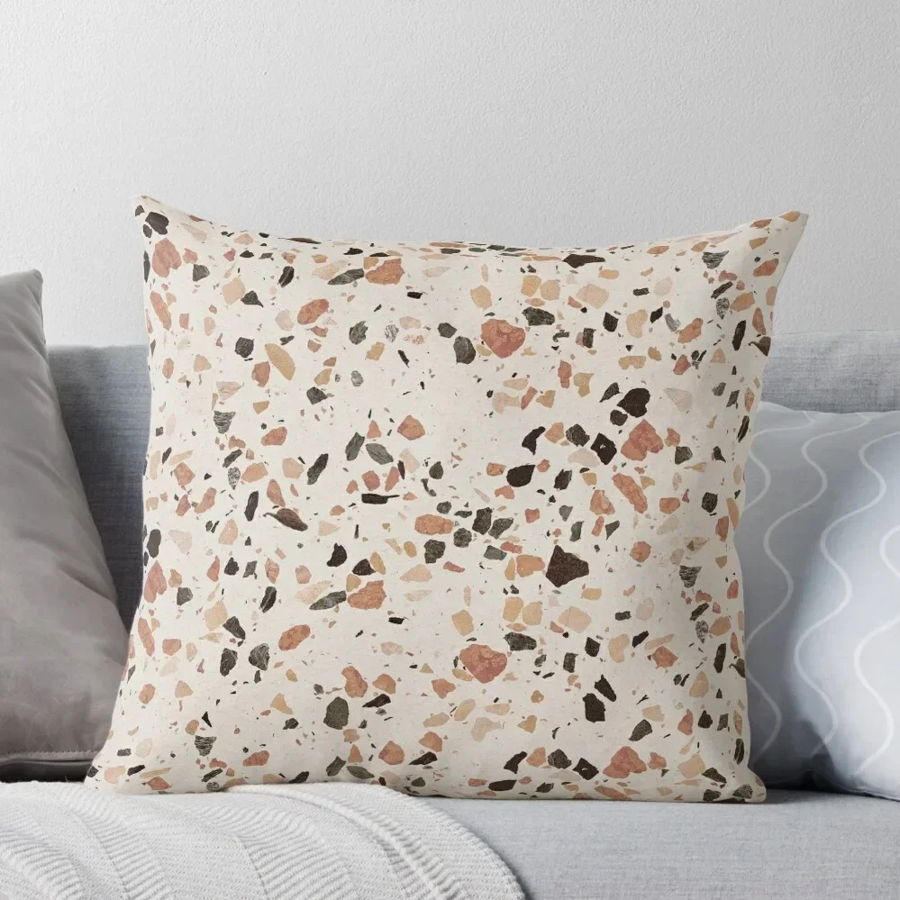 Terrazzo beige, white, brown, cake, cream, grey and bronze Throw Pillow Pillow Case Christmas Sofas Covers Pillow