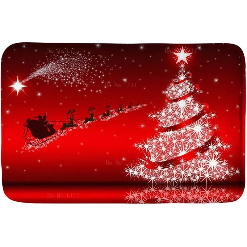 Christmas Deer Trees And Mountains Animal Lodge Welcome Front Doormat Non-slip Soft Floor Carpets