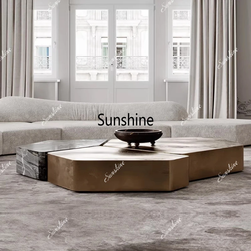 Design creative geometric light luxury coffee table living room household stainless steel small apartment modern simplicity
