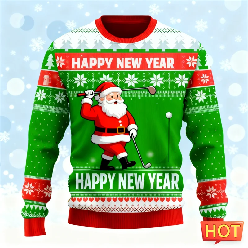 Cartoon Santa Claus Graphic Ugly Christmas Hoodies For Men Trendy Streetwear 3D Printed Sweatshirts Casual Oversized Pullovers