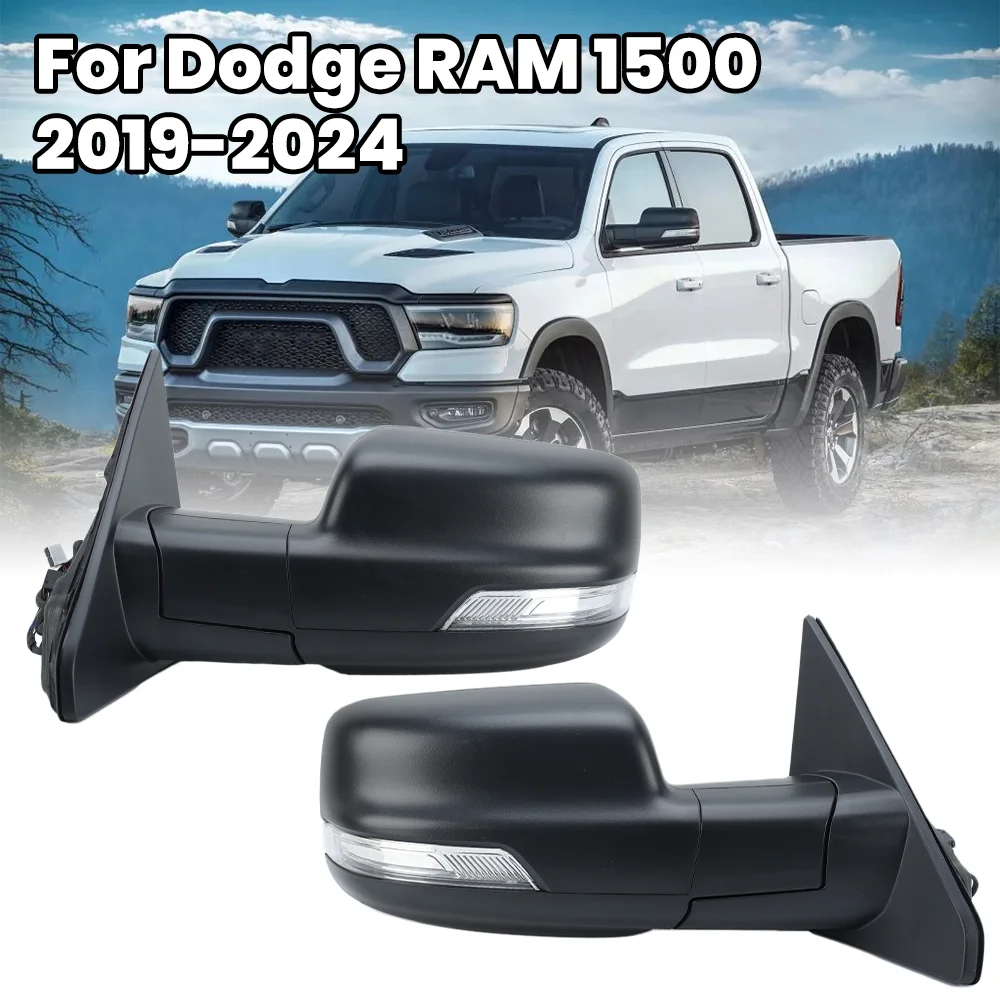 

Боковое зеркало двери в сборе для Dodge Ram 1500 2019 2020 2021 2022 2023 2024 с контролем температуры, зеркало на крыле, автомобильные аксессуары