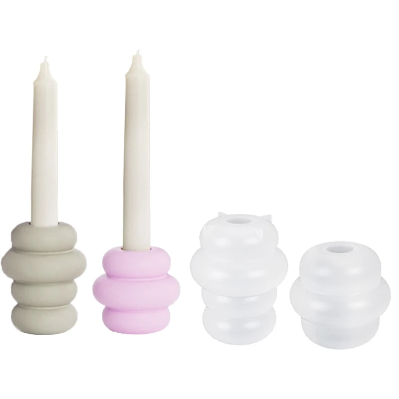 Taper Holder Silicone Mold 3D Round Candlestick Castings Mould Ornament