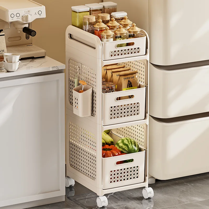 

Kitchen Lower Sink Rack, Crevice Multi-layer Trolley, Household Drawer Type Fruit and Vegetable Multi-functional Storage Shelf