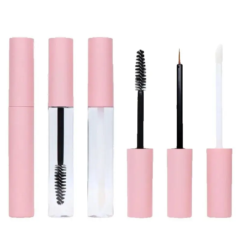 25Pcs 10ML Refillable Plastic Empty Eyeliner Brush Mascara Tubes Lipgloss Base Container Eyelash Glue Bottle Pink Black Lid