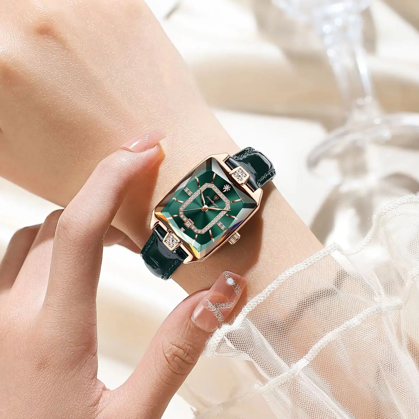 POEDAGAR Oryginalny Luksusowy Damski Zegarek na Rękę Wodoodporny Skórzany Datownik Elegancki Wysokiej Jakości Kwarcowy Zegarek Damski Reloj