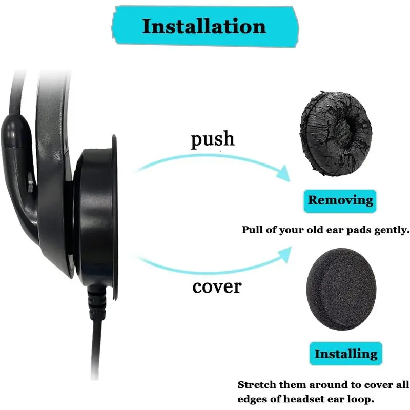10Pcs Foam Replacement Ear Tips Sponge Earplug Covers, Multi Sizes 35mm 40mm 50mm 55mm 60mm 70mm 75mm Earphone Cushion Pads