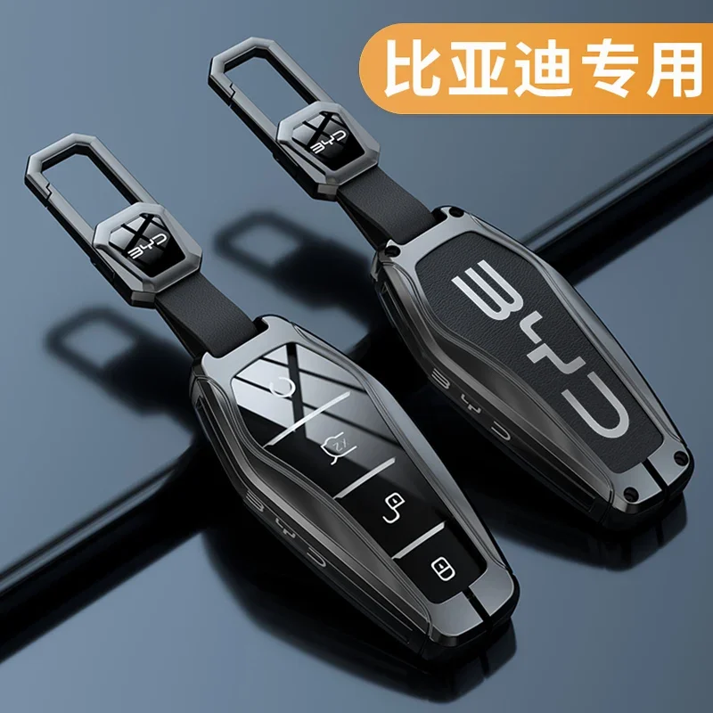 

Car Zinc Alloy Leather Key Case Holder Cover For BYD Atto 3 Han EV Dolphin Durable Second Song Pro Tang Dm QIn PLUS MAX Yuan