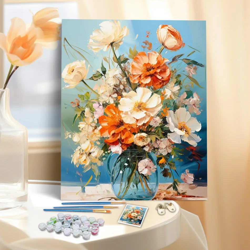 116117 Oil Painting By Numbers Flower Kit On Canvas HandPainted Drawing Paints For Adults