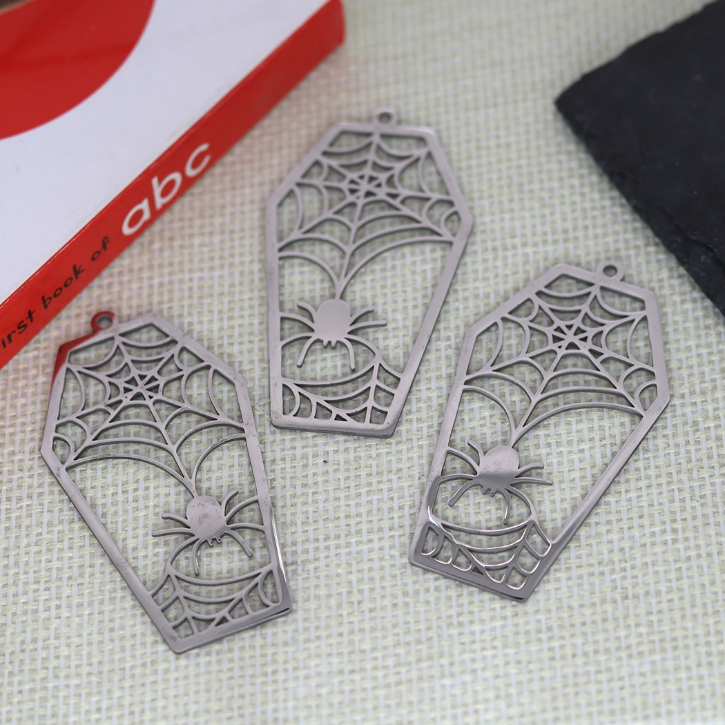 3pcs/Hollow spider web pendant DIY Stainless Steel Gift For Women Men Charm Pendant For Bracelet Jewelry Findings