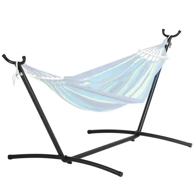 

KFFKFF Compact Hammock Holder, Supports Up to 450lbs, Dual-Person Steel Frame with Adjustable Hooks