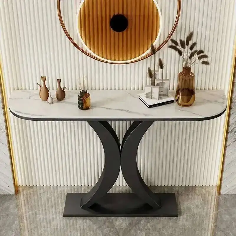 

Table Light Luxury Slate Console Italian Hallway Living Room Furniture Entrance Console Decoration Table Iron Entryway Table Z