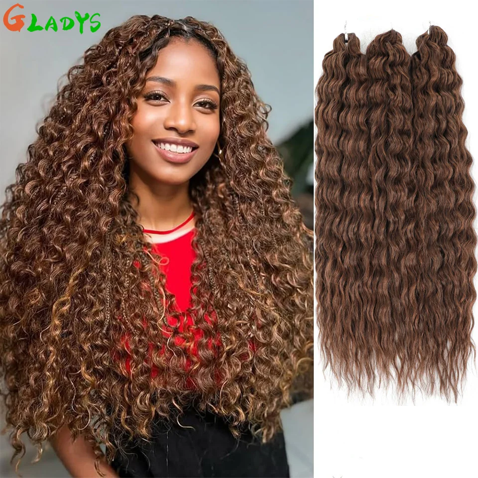 

Ariel Deep Wave Crochet Hair Extensions Synthetic Hair 300g Water Wave Brown Color Braids Hair Twist Curly Hair Extensions
