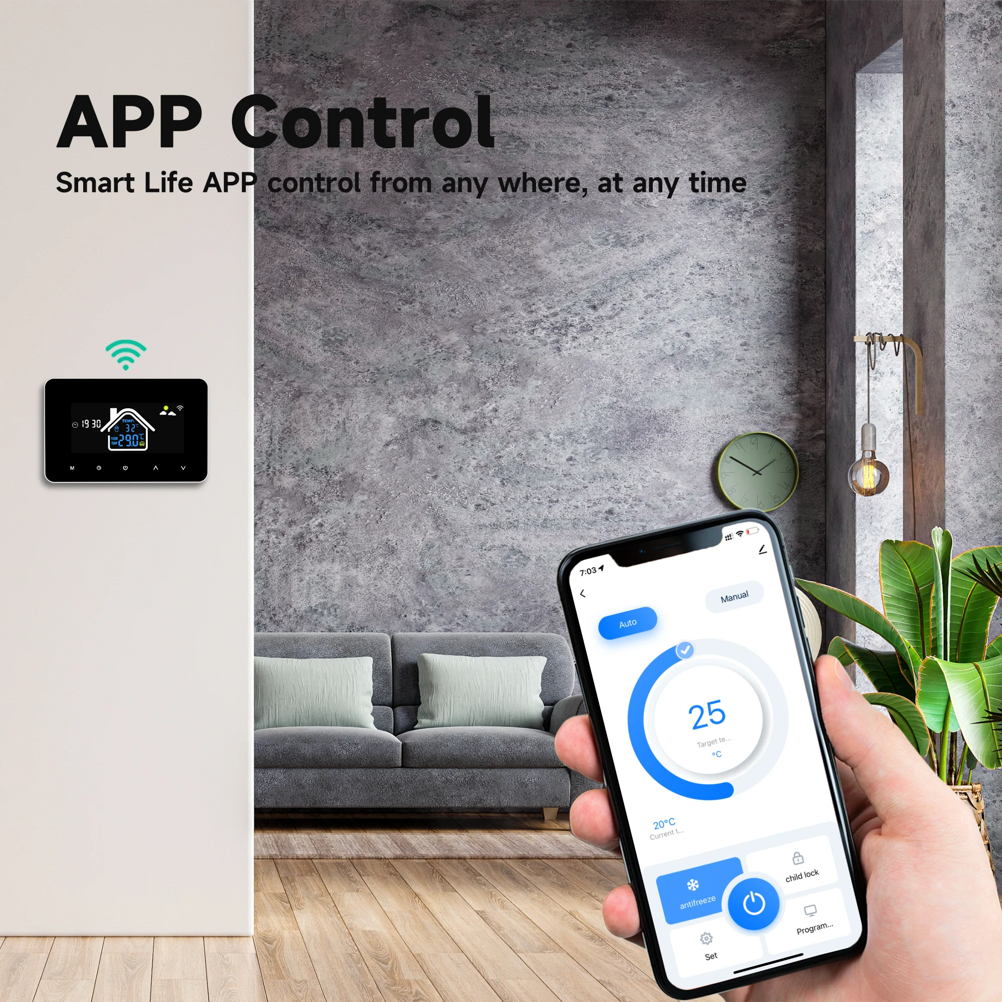 Tuya-Thermostat intelligent WiFi, contrôleur de température, chauffage électrique au sol, chauffage de l\'eau, écran LCD pour Alice, Alexa, Google