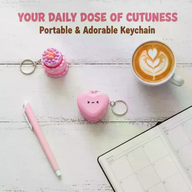 3D Printed Cake Chocolate Foods Clicker Keychain Lifelike Pendant for Daily Use College Students Bag