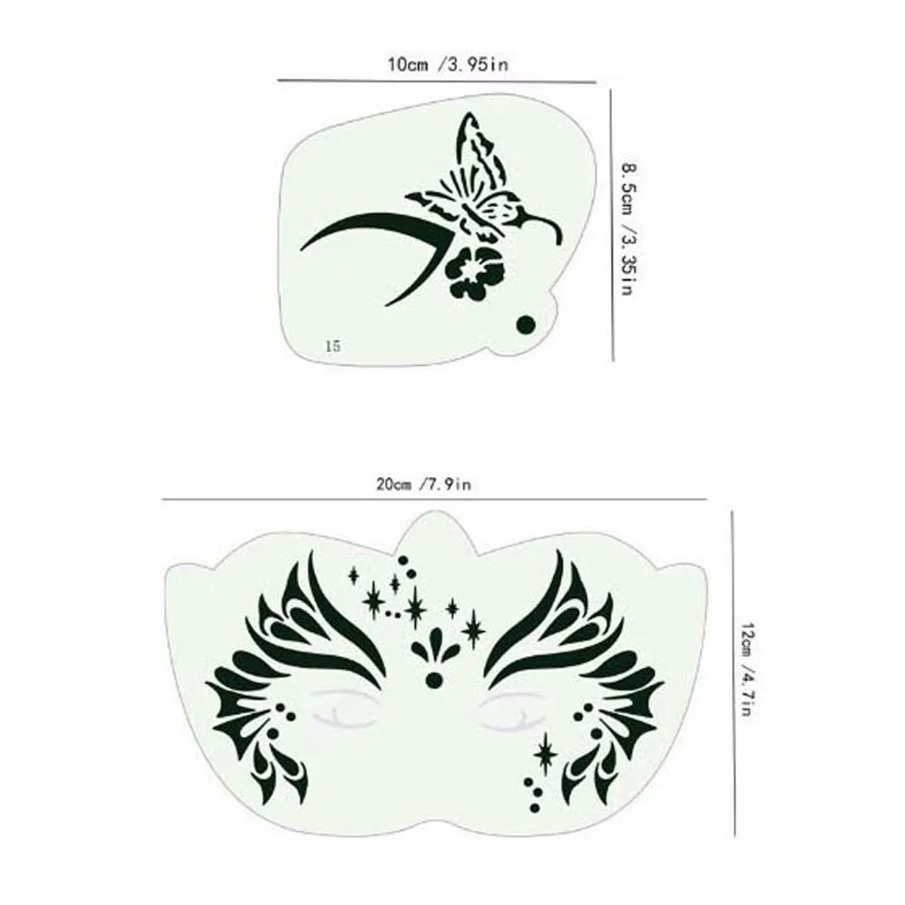 Múltiplos Padrão Oco Reutilizável Face Paint Templates, Stencils, Body Art, Fácil Uso, Decorativo, DIY, Ferramentas de Maquiagem para Crianças