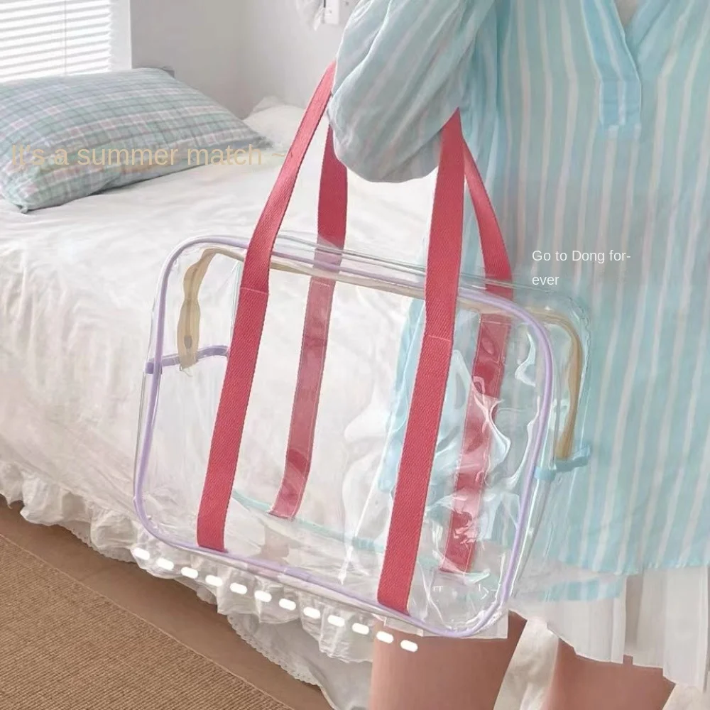 Large Capacity Transparent Jelly Bag Hot Sale PVC Waterproof Beach Bag Transparent Swimming Storage Bag Outdoor