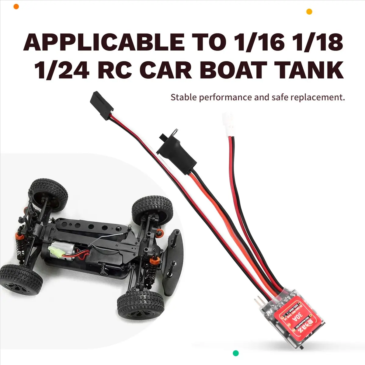 ABXY Micro ESC 30A Brushed ESC Electric Speed Controller 2S 4-8v for DIY Mini 1/16 1/18 1/24 RC Car Boat Tank PH2.0 Plug
