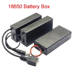 Caja de batería 18650, 2x18650, con tapa e interruptor, Cable 18650, soporte de batería con USB en serie 2x3,7 V