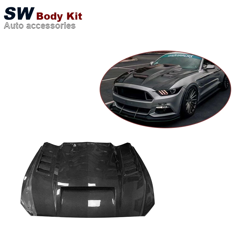 

Carbon Fiber TF Style Hood For Ford Mustang 2015-2017 Upgrade Modification Front Engine Valve Cover Auto Parts Performance kit