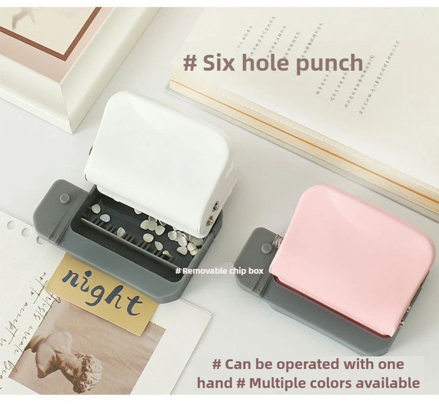 Punzonadora de libros de hojas sueltas de 6 agujeros, punzonadora de cuaderno para estudiantes, punzonadora de papel de 6 agujeros, suministros creativos de oficina