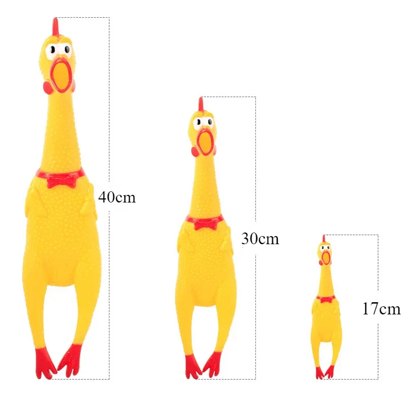 30cm 17cm 40cm Rubber Screaming Chicken Squeeze Squeaker Chew Sound Pets Toy Dog Toys Shrilling Decompression Funny Gadgets