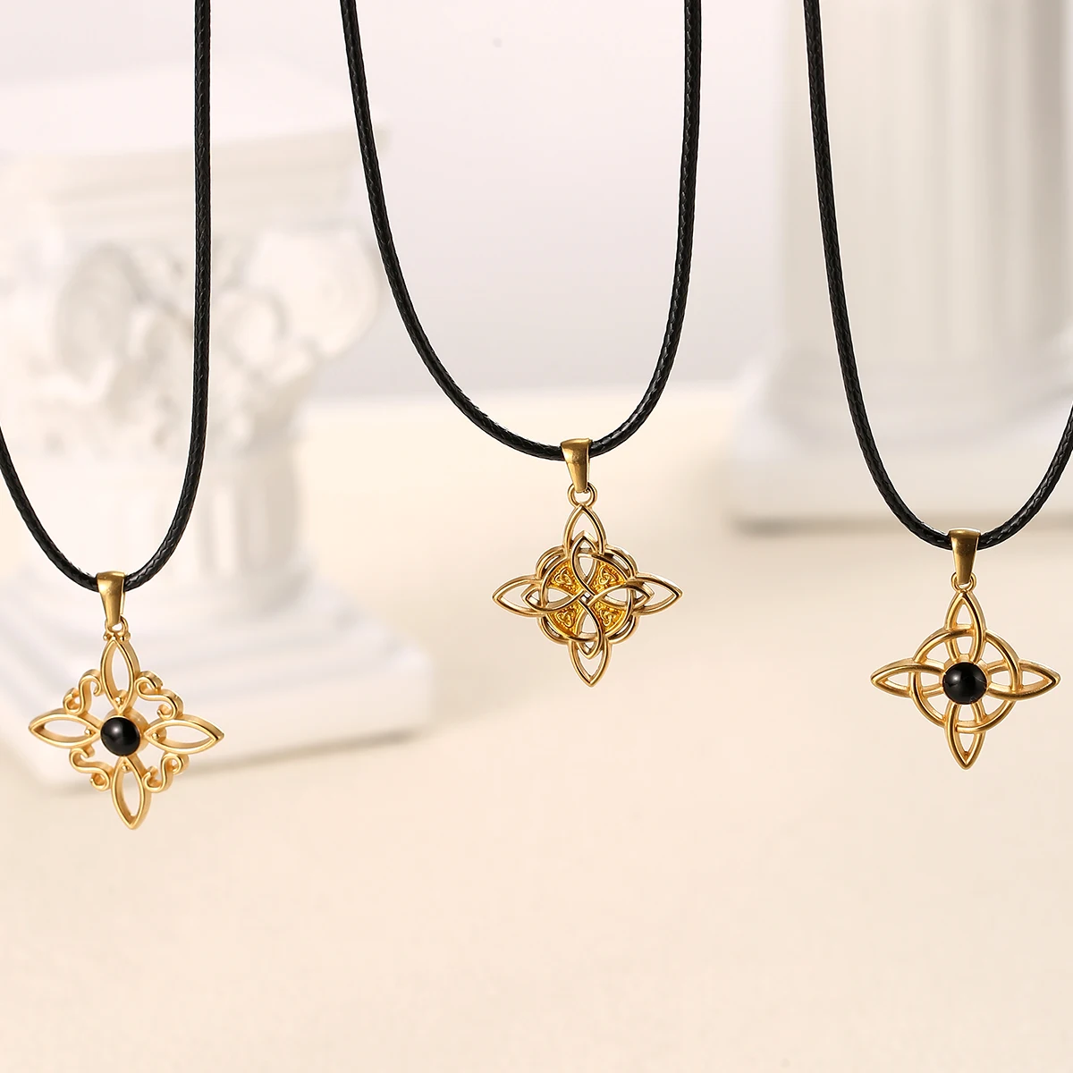 SOVOB Retro Rhombus Amulet Pendant Necklaces For Women's Simple Chinese Style Long Necklace Women & Men Jewelry Christmas Gifts