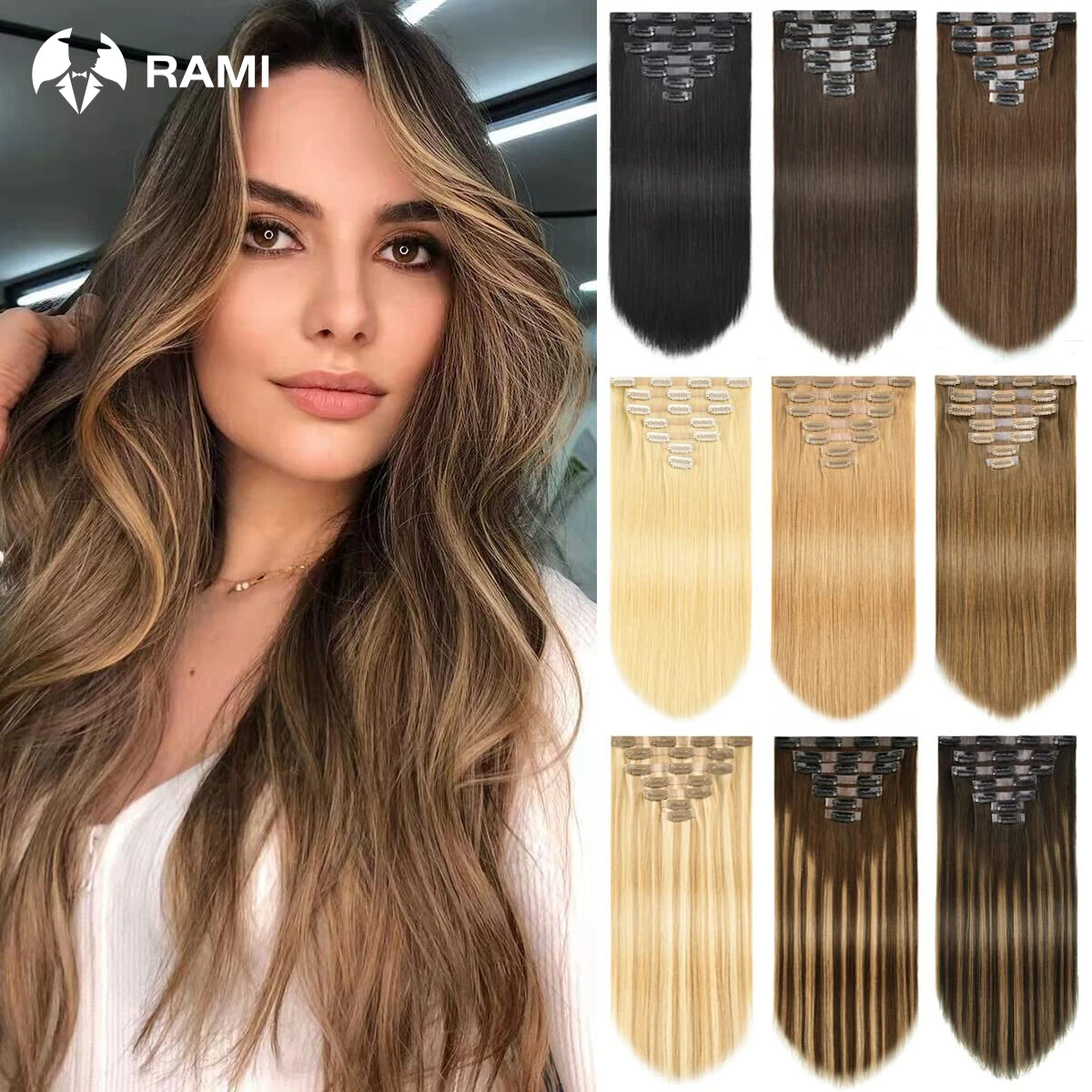 

Seamless Hair Extensions For Women 7Pcs PU Clip In Hair Extensions 100% Real Human Hair Extensions 26 Inch Natural Straight Hair