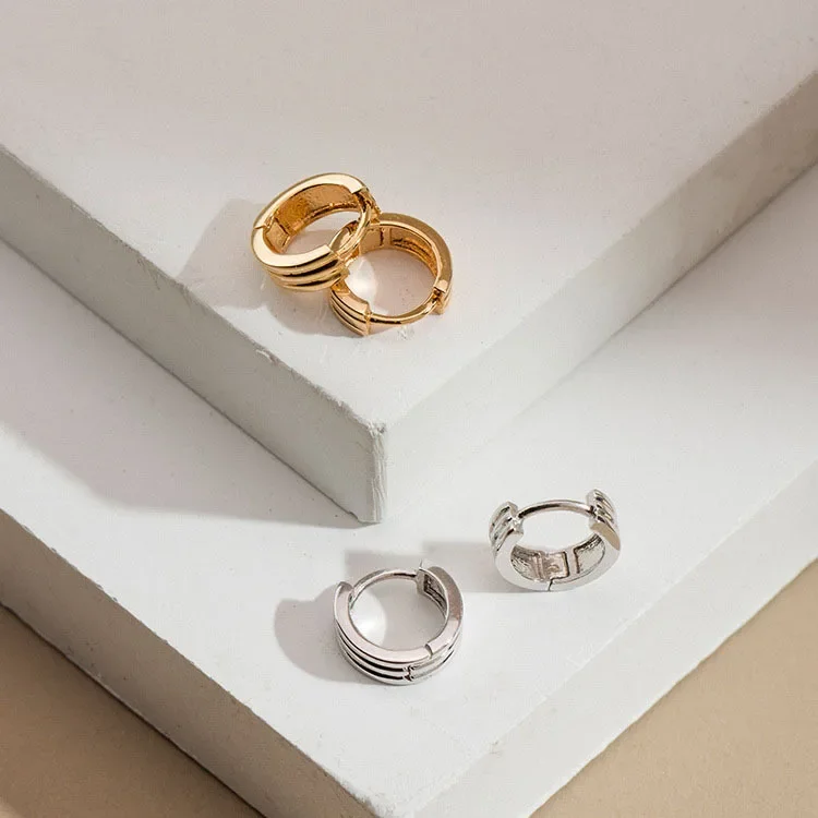 

925 Silver Minimalist Bohemian Round Ear Buckle for Women Rock Hoop Earring Jewelry Accessories