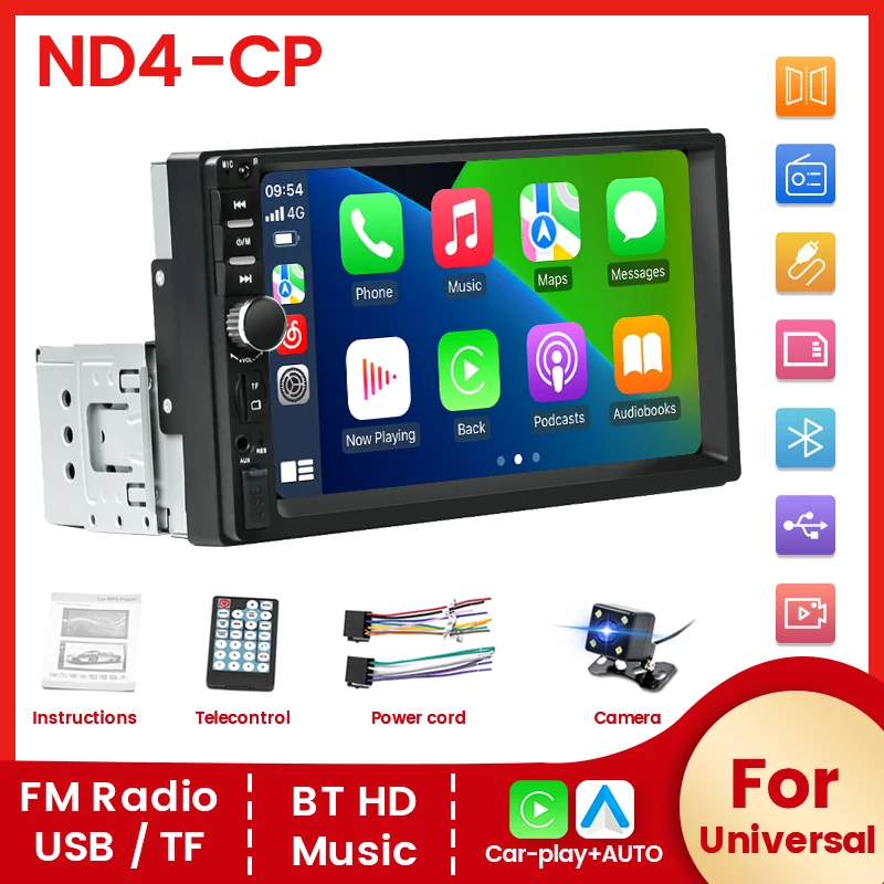 

MEKEDE MP5 Video Player 7inch 1 Din Universal Car Radio Audio Stereo BT Multimedia HD Screen Support USB AUX TF Carplay Auto SWC