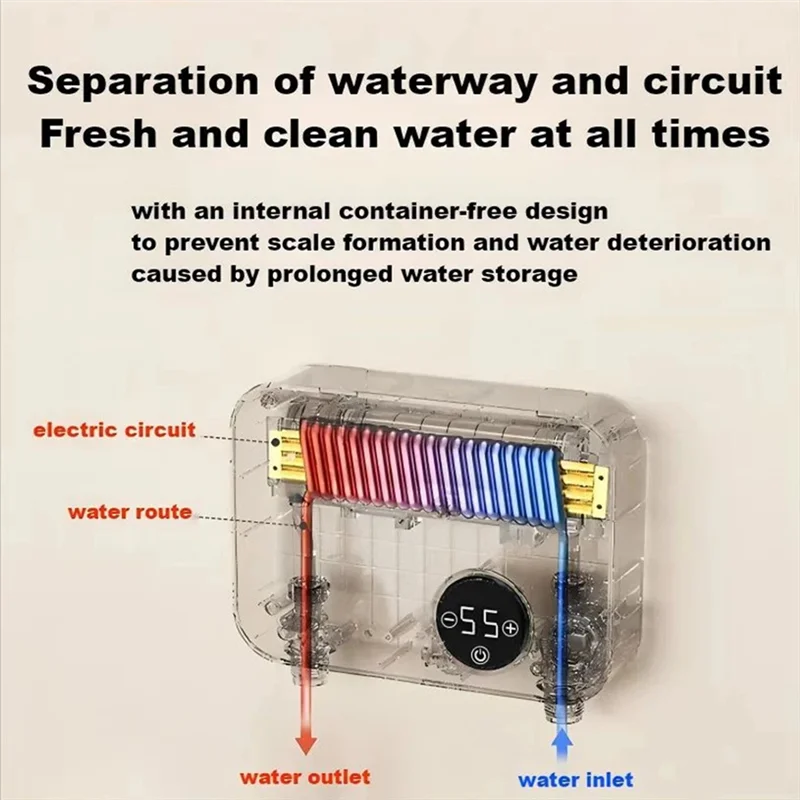 UNCL EU 플러그 5500W 전기 온수기 탱크리스 즉시 온수 소형 220V 주방 욕실 난방