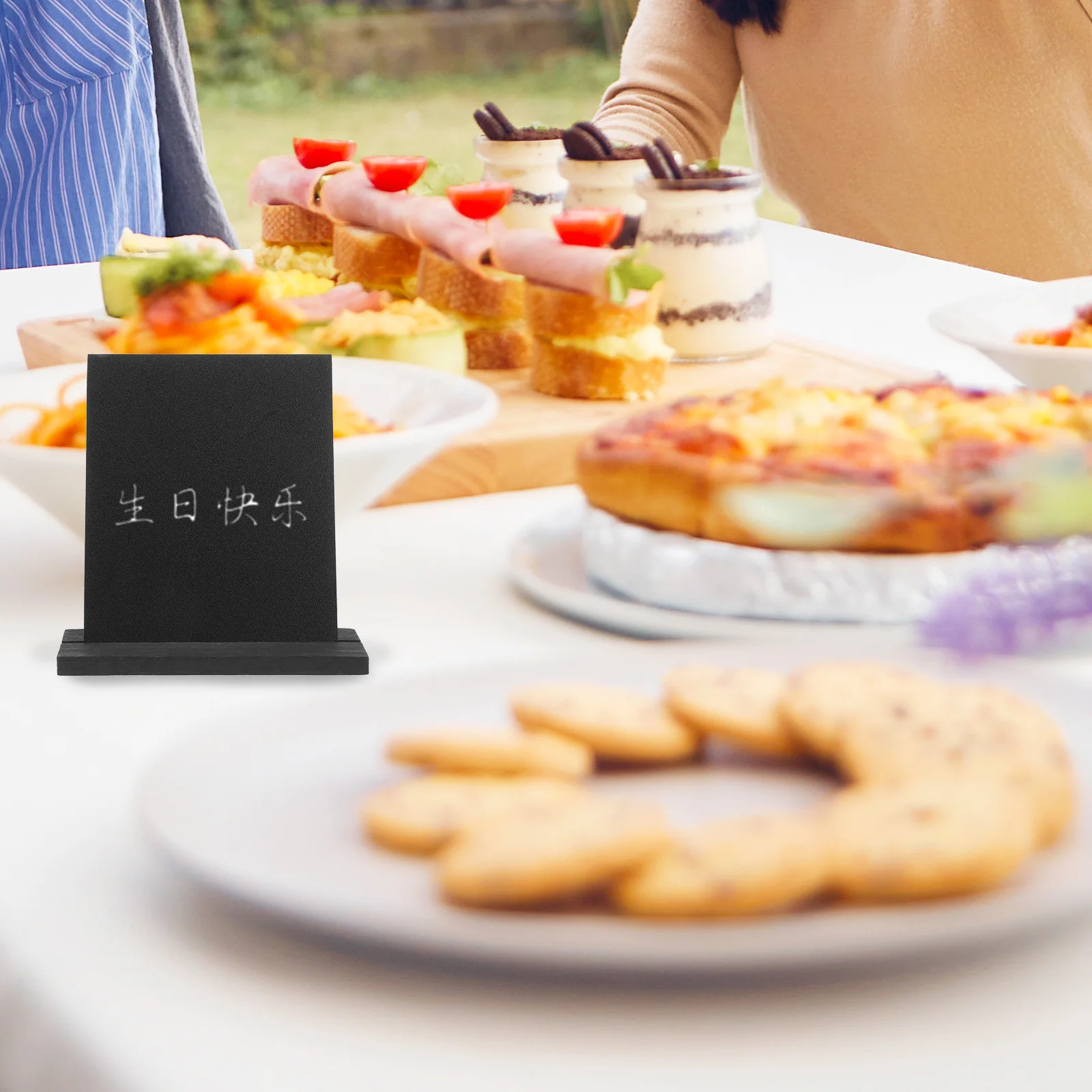 4 قطعة سبورة سوداء على الوجهين مع قاعدة صلبة لوحة كتابة إبداعية للمنزل المطبخ ديكور غرفة نوم سبورة صغيرة الوقوف ل #2