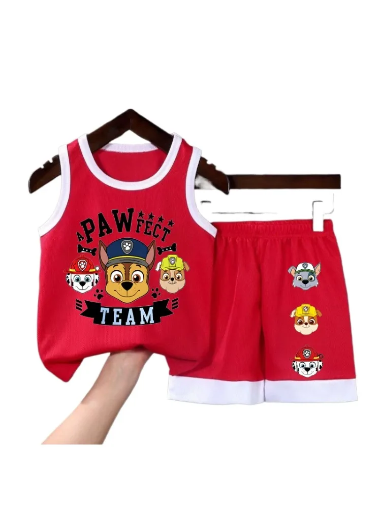 PAW Patrol – ensemble de vêtements de basket-ball pour garçons, gilet et short décontractés, costume deux pièces en maille respirante et confortable, tenues d'été pour enfants