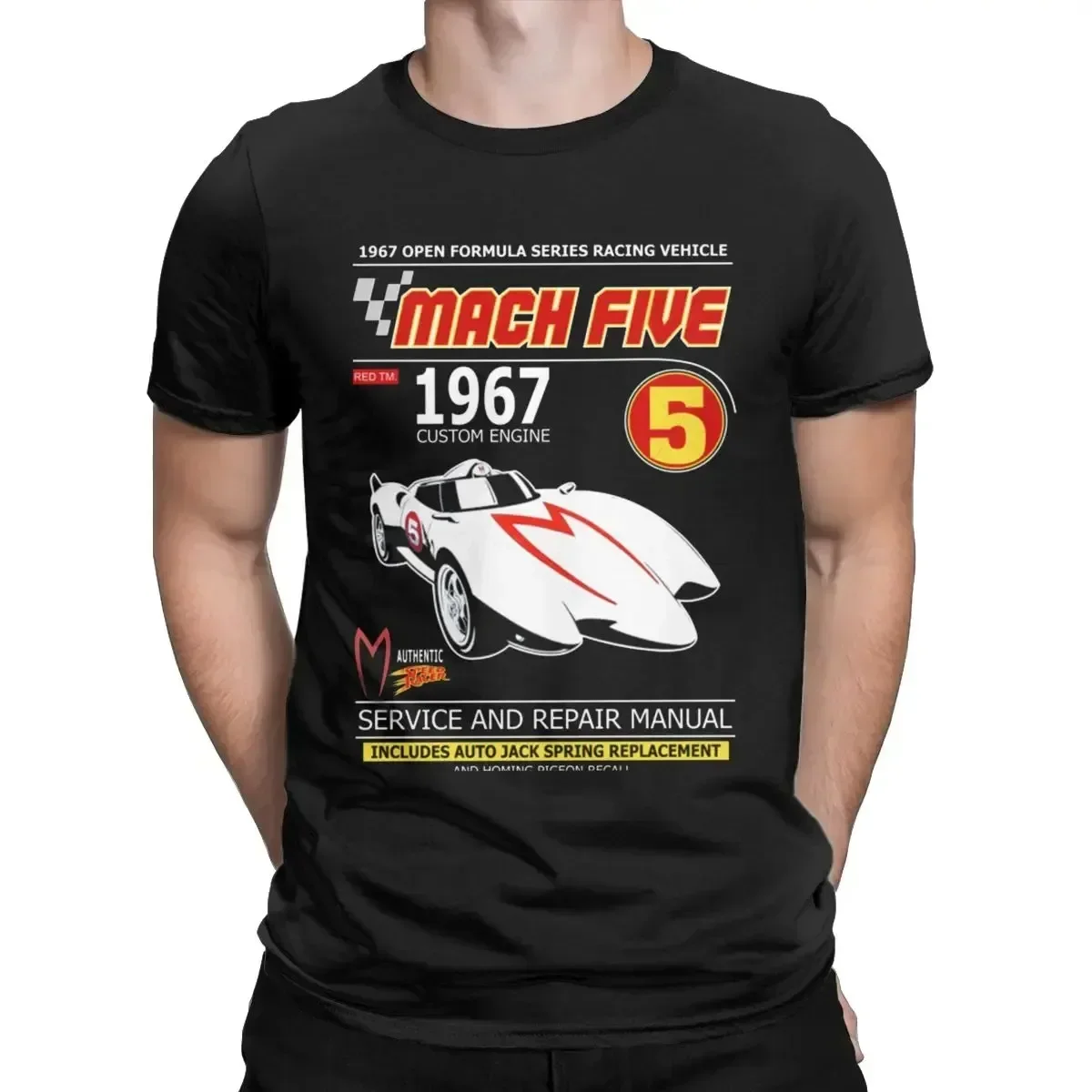 Machh 5 Car Top Vintage Retro Distressed Speed Racer Anime Mach Go Speedy Vintage Cotton Short Sleeve T Shirts Tops