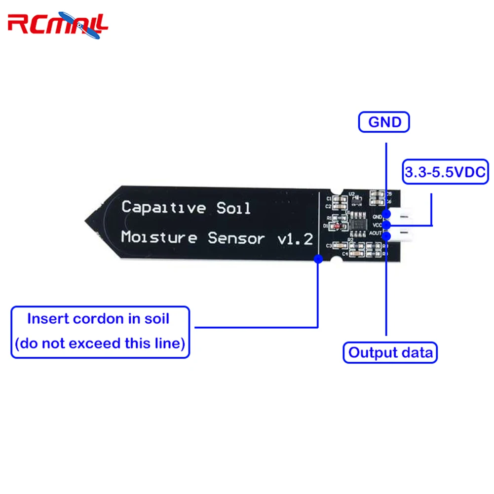 5PCS Capacitive Analog Soil Moisture Sensor Corrosion Resistant With Gravity 3-Pin Interface for Arduino Raspberry pi