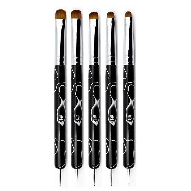

5 шт., кисть для французского дизайна ногтей, двухсторонняя ручка для дизайна ногтей, акриловый рисунок, стразы, гель, маникюрный инструмент 8-16