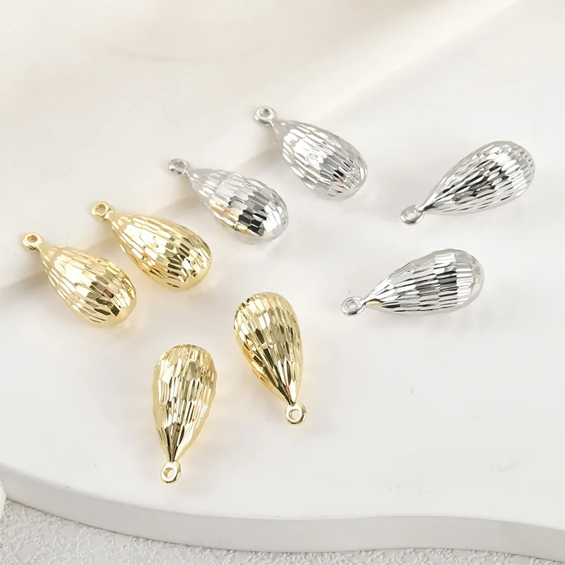 

14k Real Gold Color Handmade Cut Long Water Drop Pendant DIY Handmade Earrings Necklace Pendant Accessories Material