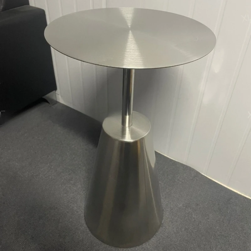 Industrial Style Stainless Steel round Coffee Table Mini Dining Table for Living Room Dessert