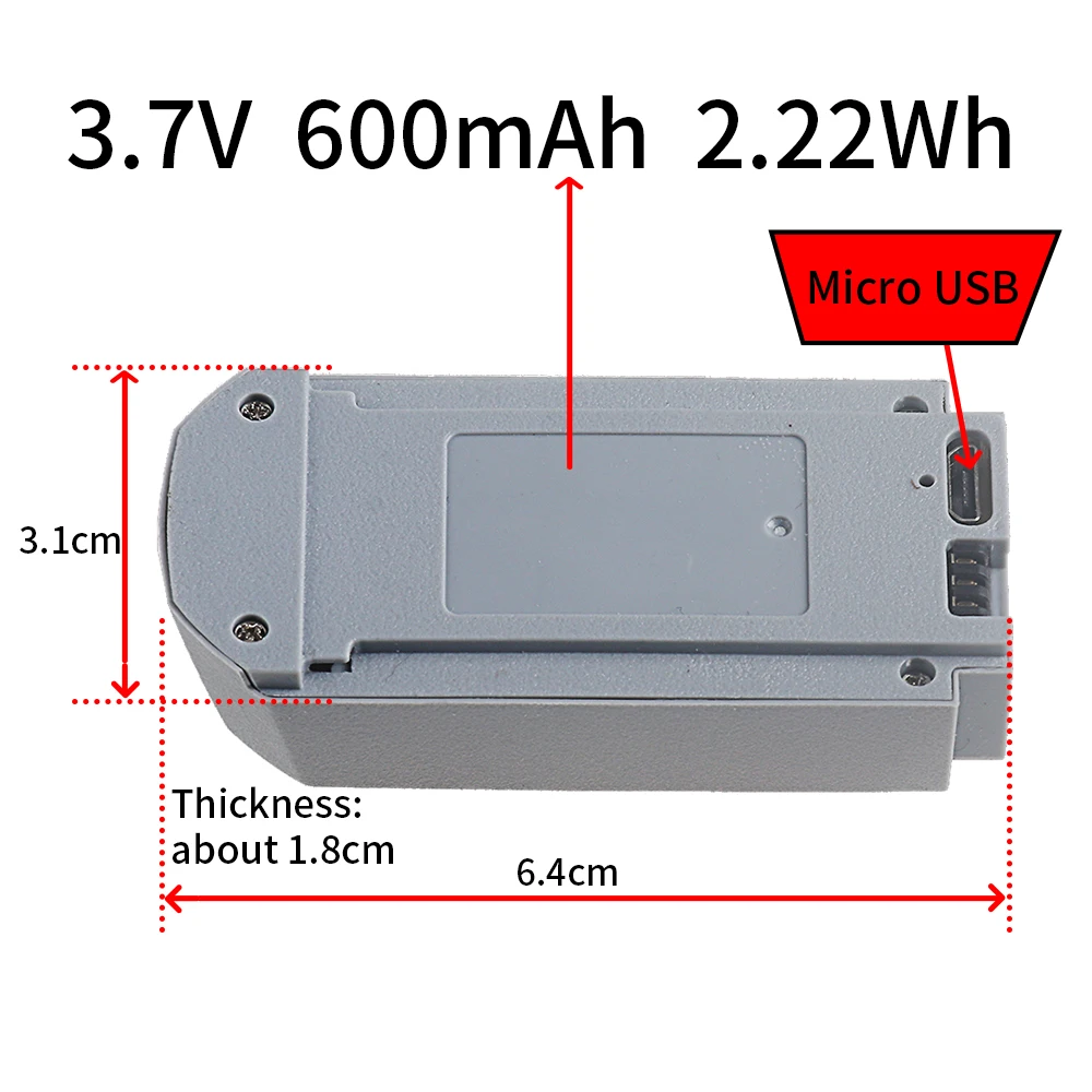Upgrade V2 Drone Battery 3.7V 600mAh For V2 Mini Four Helicopter Accessories Folding RC FX752248 3.7V Lipo Battery