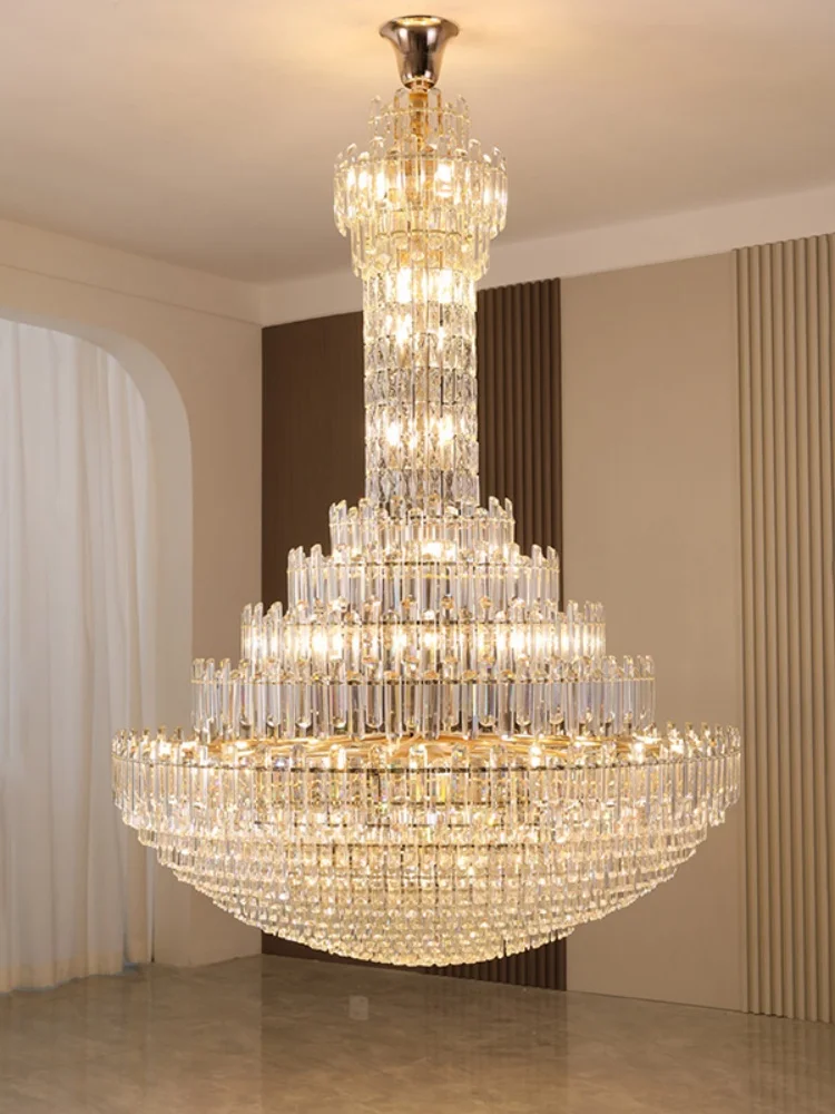 

Nordic Modern Crystal Chandelier Hall Villa Hotel Hall Living Room Home Decoration Ceiling Light Luxurious Pendent Lamps Lustre
