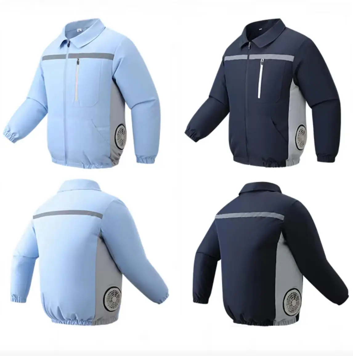 Unisex Safety High-Visibility Air-Conditioned Jacket Stand Collar Long Sleeve with 2 Fans view 5
