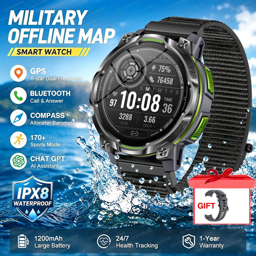 2026 GPS Offline Map Smart Watch, Advanced Navigation