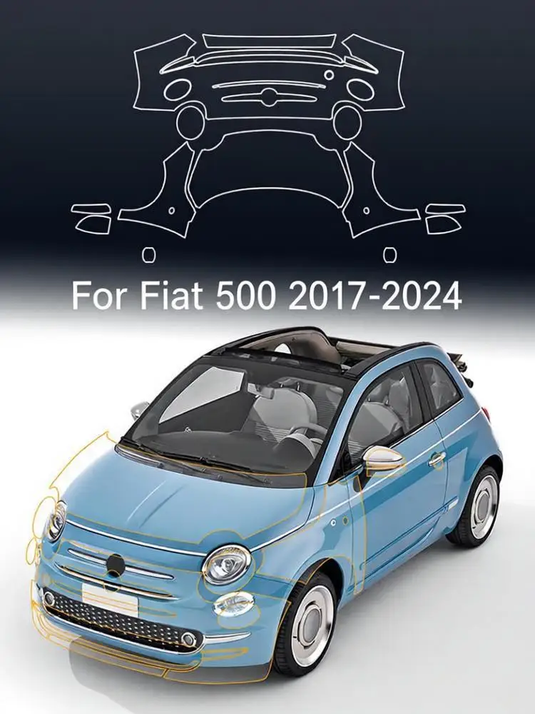

8.5Mil TPU Bumper Hood Paint Protection Film For Fiat 500 2017-2024 Pre-cut PPF Kit Clear Bra Car Body Anti-Scratch Resistant