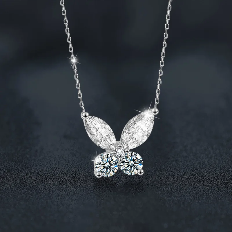 D-color moissanite diamond pendant S925 sterling silver necklace, high-end and non-fading collarbone jewelry accessory