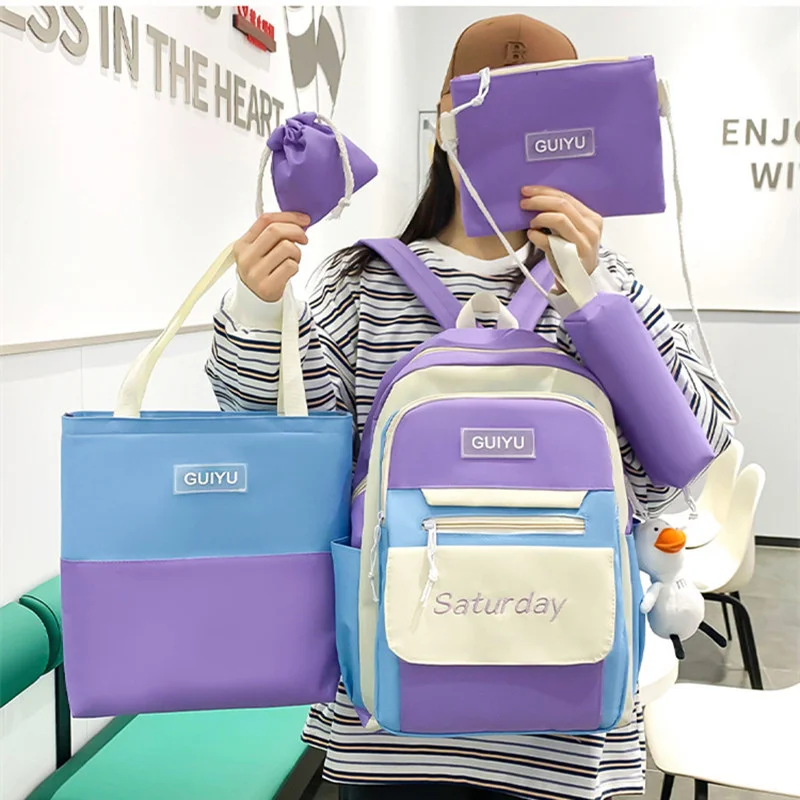 

6pcs/set cute school bags for teenage girls hand shoulder pencil set children backpack kids book