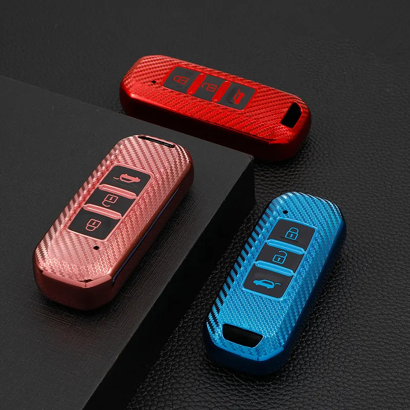 Чехол для автомобильного ключа из углеродного волокна и ТПУ для Baojun 510, 730, 360, 560, 530 Для Wuling Hongguang S, аксессуары для автомобильного держателя